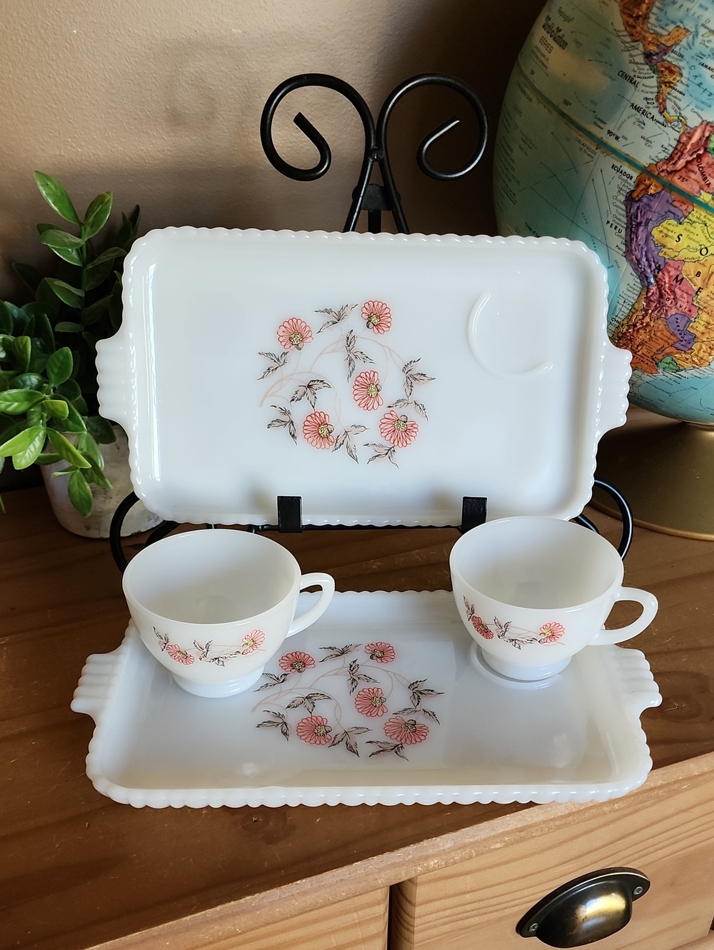 Vintage Milk Glass Snack Plate And Cup